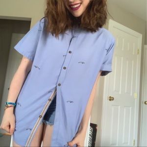 cute casual button down shirt embroidered whales!
